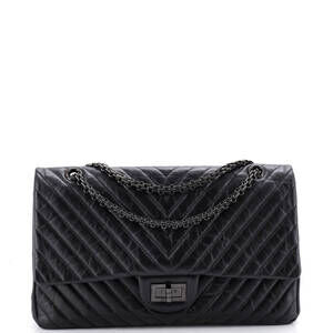 Chanel 227 So Black Reissue 2.55 Flap Bag Chevron Aged Calfskin